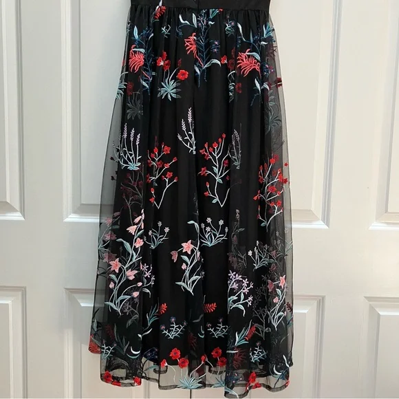 BHLDN Anthropologie Isabel Garcia Vizelle Midi Dress Floral Tulle Lace XS S